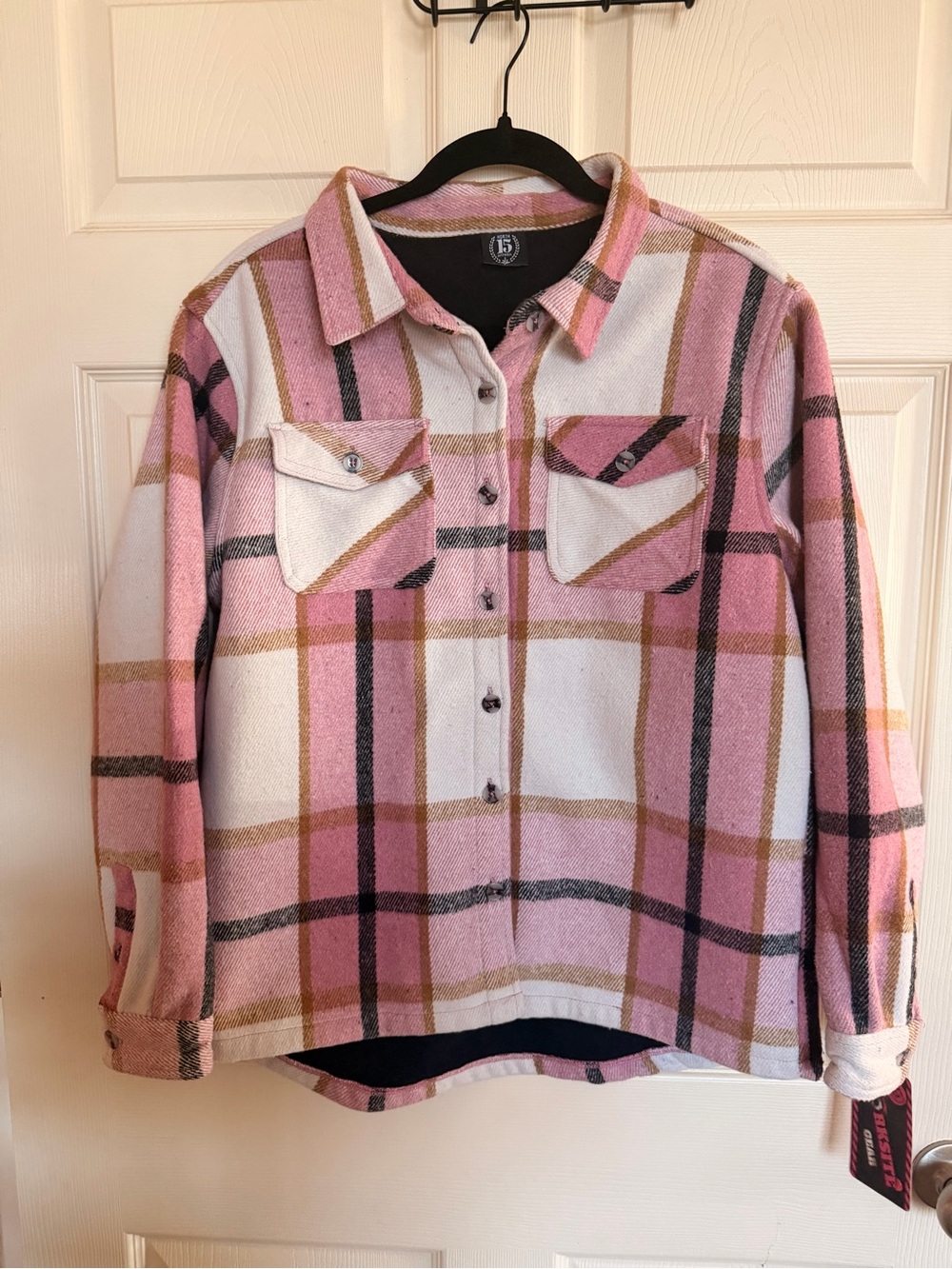 North 15 Pink Plaid Shacket Jacket Size Large NWT